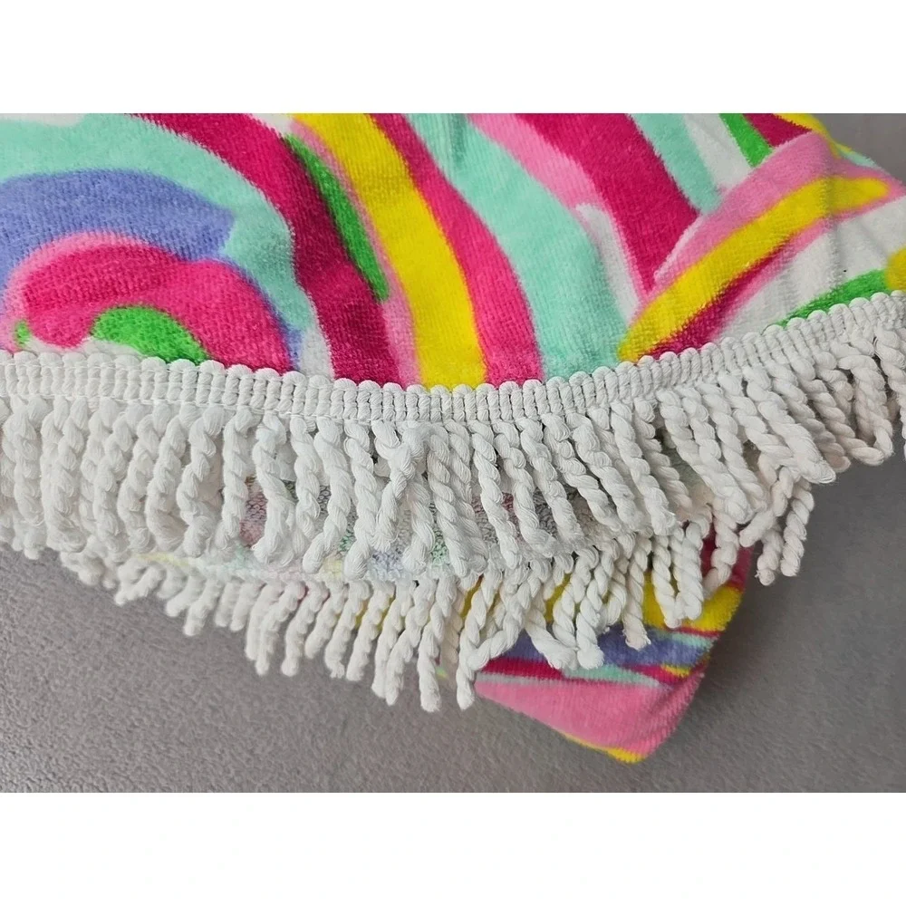 Viv &‎ Lou Round Beach Towel With Colorful Swirls & Fringe About 60 Inches